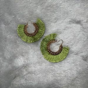 Fringe Hoop Earring NWOT - Green